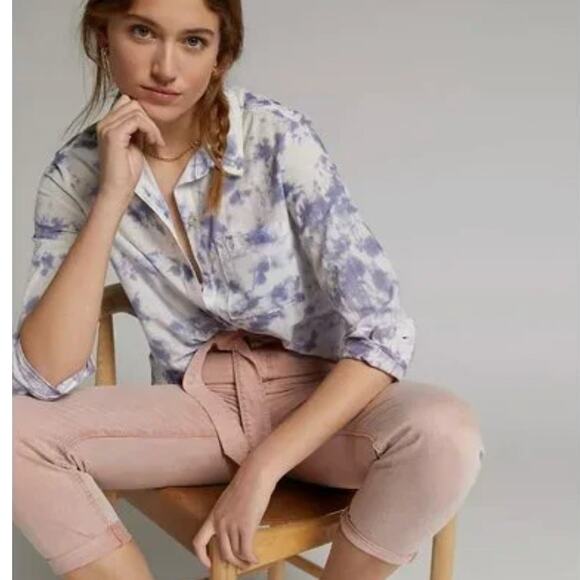 Anthropologie Pilcro The Cate Tie Dye Ombre Button Down Shirt Size XS - Picture 1 of 12